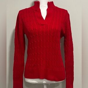 Liz Claiborne Red Pullover V-Neck Sweater